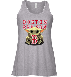 Baby Yoda Hugs Loves The Boston Red Sox Baseball Womens Racerback Tank Top