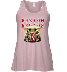 Baby Yoda Hugs Loves The Boston Red Sox Baseball Womens Racerback Tank Top Womens Racerback Tank Top - VeigarTee