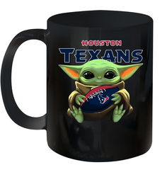 Baby Yoda Loves The Houston Texans Star Wars Baby Yoda Hugs Texans NFL Ceramic Mug 11oz