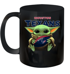 Baby Yoda Loves The Houston Texans Star Wars Baby Yoda Hugs Texans NFL Ceramic Mug 11oz Ceramic Mug 11oz - VeigarTee