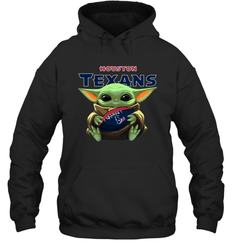 Baby Yoda Loves The Houston Texans Star Wars Baby Yoda Hugs Texans NFL Adult Hoodie Sweatshirt