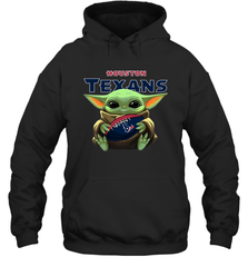 Baby Yoda Loves The Houston Texans Star Wars Baby Yoda Hugs Texans NFL Adult Hoodie Sweatshirt Adult Hoodie Sweatshirt - VeigarTee