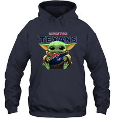 Baby Yoda Loves The Houston Texans Star Wars Baby Yoda Hugs Texans NFL Adult Hoodie Sweatshirt Adult Hoodie Sweatshirt - VeigarTee