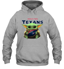 Baby Yoda Loves The Houston Texans Star Wars Baby Yoda Hugs Texans NFL Adult Hoodie Sweatshirt Adult Hoodie Sweatshirt - VeigarTee