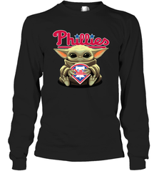 Baby Yoda Hugs Loves The Philadelphia Phillies Baseball Adult Long Sleeve T-Shirt Adult Long Sleeve T-Shirt - VeigarTee