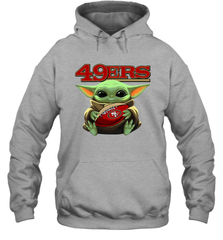 Baby Yoda Loves The San Francisco 49ers Star Wars Baby Yoda Hugs 49ers NFL Adult Hoodie Sweatshirt Adult Hoodie Sweatshirt - VeigarTee