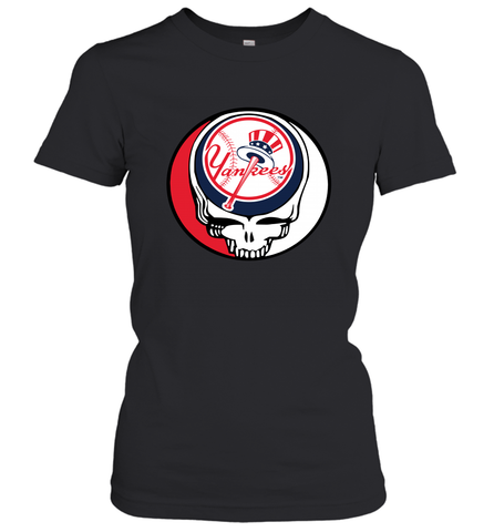 New York Yankees Grateful Dead Steal Your Face Baseball Womens T-Shirt Womens T-Shirt / Black / XS Womens T-Shirt - VeigarTee