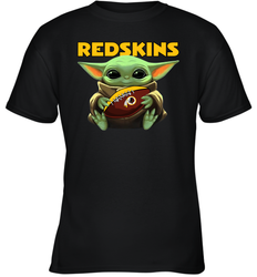 Baby Yoda Loves The Washington Redskins Star Wars Baby Yoda Hugs Redskins NFL Youth T-Shirt