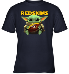 Baby Yoda Loves The Washington Redskins Star Wars Baby Yoda Hugs Redskins NFL Youth T-Shirt