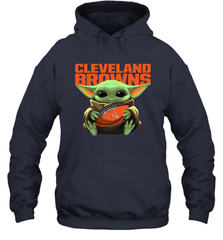 Baby Yoda Loves The Cleveland Browns Star Wars Baby Yoda Hugs Browns NFL Adult Hoodie Sweatshirt Adult Hoodie Sweatshirt - VeigarTee
