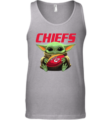 Baby Yoda Loves The Kansas City Chiefs Star Wars Baby Yoda Hugs Chiefs NFL Mens Tank Top Mens Tank Top - VeigarTee