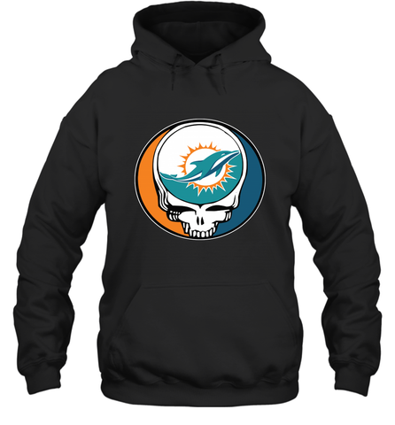 Miami Dolphins Grateful Dead Steal Your Face NFL Football Adult Hoodie Sweatshirt Adult Hoodie Sweatshirt / Black / S Adult Hoodie Sweatshirt - VeigarTee