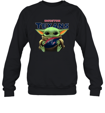 Baby Yoda Loves The Houston Texans Star Wars Baby Yoda Hugs Texans NFL Adult Sweatshirt Adult Sweatshirt / Black / S Adult Sweatshirt - VeigarTee