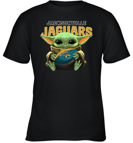 Baby Yoda Loves The Jacksonville Jaguars Star Wars Baby Yoda Hugs Jaguars NFL Youth T-Shirt Youth T-Shirt / Black / XS Youth T-Shirt - VeigarTee