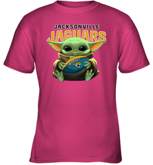 Baby Yoda Loves The Jacksonville Jaguars Star Wars Baby Yoda Hugs Jaguars NFL Youth T-Shirt Youth T-Shirt - VeigarTee