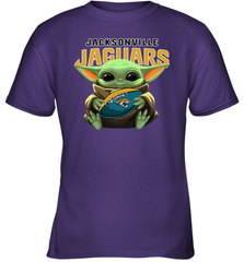 Baby Yoda Loves The Jacksonville Jaguars Star Wars Baby Yoda Hugs Jaguars NFL Youth T-Shirt Youth T-Shirt - VeigarTee