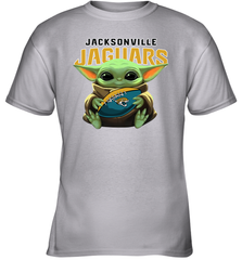 Baby Yoda Loves The Jacksonville Jaguars Star Wars Baby Yoda Hugs Jaguars NFL Youth T-Shirt Youth T-Shirt - VeigarTee