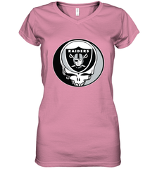 Oakland Raiders Grateful Dead Steal Your Face NFL Football Womens V-Neck T-Shirt Womens V-Neck T-Shirt - VeigarTee