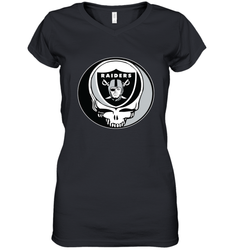 Oakland Raiders Grateful Dead Steal Your Face NFL Football Womens V-Neck T-Shirt