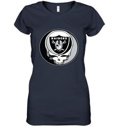 Oakland Raiders Grateful Dead Steal Your Face NFL Football Womens V-Neck T-Shirt