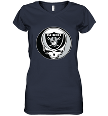 Oakland Raiders Grateful Dead Steal Your Face NFL Football Womens V-Neck T-Shirt Womens V-Neck T-Shirt - VeigarTee