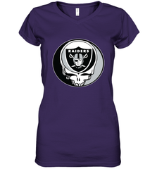 Oakland Raiders Grateful Dead Steal Your Face NFL Football Womens V-Neck T-Shirt Womens V-Neck T-Shirt - VeigarTee