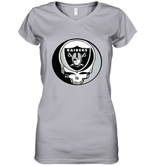 Oakland Raiders Grateful Dead Steal Your Face NFL Football Womens V-Neck T-Shirt Womens V-Neck T-Shirt - VeigarTee