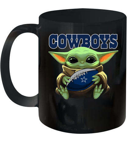Baby Yoda Loves The Dallas Cowboys Star Wars Baby Yoda Hugs Cowboys NFL Ceramic Mug 11oz Ceramic Mug 11oz / Black / 11oz Ceramic Mug 11oz - VeigarTee