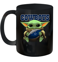 Baby Yoda Loves The Dallas Cowboys Star Wars Baby Yoda Hugs Cowboys NFL Ceramic Mug 11oz Ceramic Mug 11oz - VeigarTee