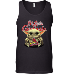 Baby Yoda Hugs Loves The St Louis Cardinals Baseball Mens Tank Top Mens Tank Top - VeigarTee