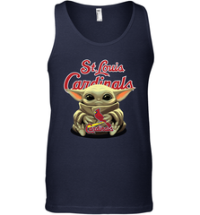 Baby Yoda Hugs Loves The St Louis Cardinals Baseball Mens Tank Top Mens Tank Top - VeigarTee