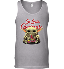 Baby Yoda Hugs Loves The St Louis Cardinals Baseball Mens Tank Top Mens Tank Top - VeigarTee
