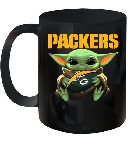 Baby Yoda Loves The Green Bay Packers Star Wars Baby Yoda Hugs Packers NFL Ceramic Mug 11oz Ceramic Mug 11oz / Black / 11oz Ceramic Mug 11oz - VeigarTee