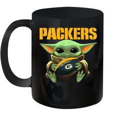 Baby Yoda Loves The Green Bay Packers Star Wars Baby Yoda Hugs Packers NFL Ceramic Mug 11oz Ceramic Mug 11oz - VeigarTee