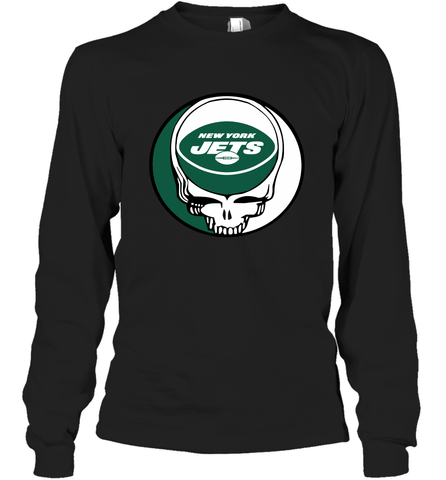 New York Jets Grateful Dead Steal Your Face NFL Football Adult Long Sleeve T-Shirt Adult Long Sleeve T-Shirt / Black / S Adult Long Sleeve T-Shirt - VeigarTee