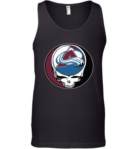 Colorado Avalanche Grateful Dead Steal Your Face Hockey NHL Mens Tank Top Mens Tank Top / Black / XS Mens Tank Top - VeigarTee