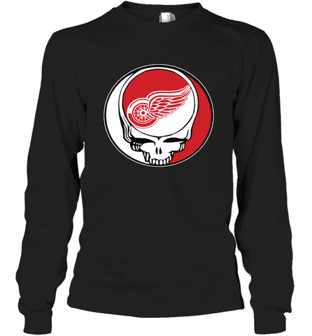 Detroit Red Wings Grateful Dead Steal Your Face Hockey NHL Adult Long Sleeve T-Shirt Adult Long Sleeve T-Shirt / Black / S Adult Long Sleeve T-Shirt - VeigarTee