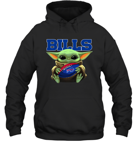 Baby Yoda Loves The Buffalo Bills Star Wars Baby Yoda Hugs Bills NFL Adult Hoodie Sweatshirt Adult Hoodie Sweatshirt / Black / S Adult Hoodie Sweatshirt - VeigarTee
