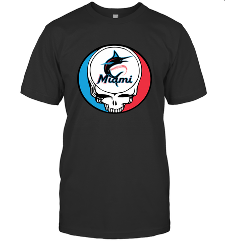 Miami Marlins Grateful Dead Steal Your Face Baseball Mens T-Shirt Mens T-Shirt / Black / S Mens T-Shirt - VeigarTee