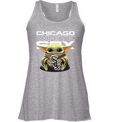 Baby Yoda Hugs Loves The Chicago White Sox Baseball Womens Racerback Tank Top
