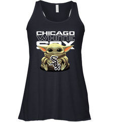 Baby Yoda Hugs Loves The Chicago White Sox Baseball Womens Racerback Tank Top Womens Racerback Tank Top - VeigarTee