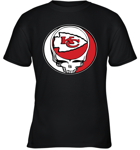 Kansas City Chiefs Grateful Dead Steal Your Face NFL Football Youth T-Shirt Youth T-Shirt / Black / XS Youth T-Shirt - VeigarTee