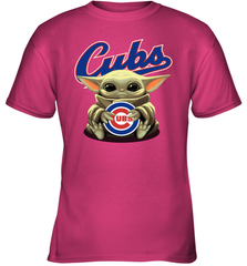 Baby Yoda Hugs Loves The Chicago Cubs Baseball Youth T-Shirt Youth T-Shirt - VeigarTee