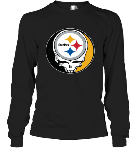 Pittsburgh Steelers Grateful Dead Steal Your Face NFL Football Adult Long Sleeve T-Shirt Adult Long Sleeve T-Shirt / Black / S Adult Long Sleeve T-Shirt - VeigarTee