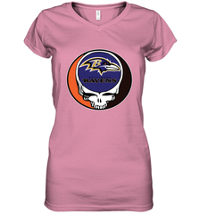 Baltimore Ravens Grateful Dead Steal Your Face NFL Football Womens V-Neck T-Shirt Womens V-Neck T-Shirt - VeigarTee