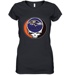 Baltimore Ravens Grateful Dead Steal Your Face NFL Football Womens V-Neck T-Shirt Womens V-Neck T-Shirt - VeigarTee