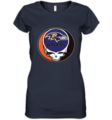Baltimore Ravens Grateful Dead Steal Your Face NFL Football Womens V-Neck T-Shirt Womens V-Neck T-Shirt - VeigarTee