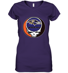 Baltimore Ravens Grateful Dead Steal Your Face NFL Football Womens V-Neck T-Shirt Womens V-Neck T-Shirt - VeigarTee