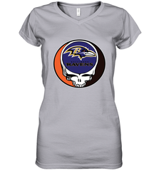Baltimore Ravens Grateful Dead Steal Your Face NFL Football Womens V-Neck T-Shirt Womens V-Neck T-Shirt - VeigarTee