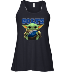 Baby Yoda Loves The Indianapolis Colts Star Wars Baby Yoda Hugs Colts NFL Womens Racerback Tank Top Womens Racerback Tank Top - VeigarTee